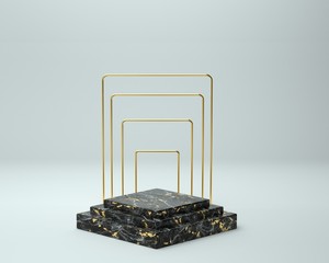 3d render of background with a pedestal and a showcase, abstract minimal concept, blank space, simple clean design, minimalist mockup