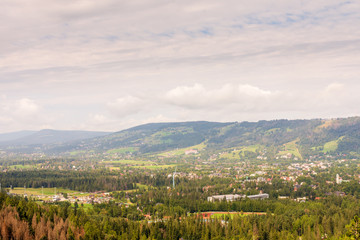 Naklejka premium Meadow in a small Polish village in the Tatra Mountains