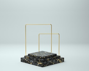 3d render of background with a pedestal and a showcase, abstract minimal concept, blank space, simple clean design, minimalist mockup