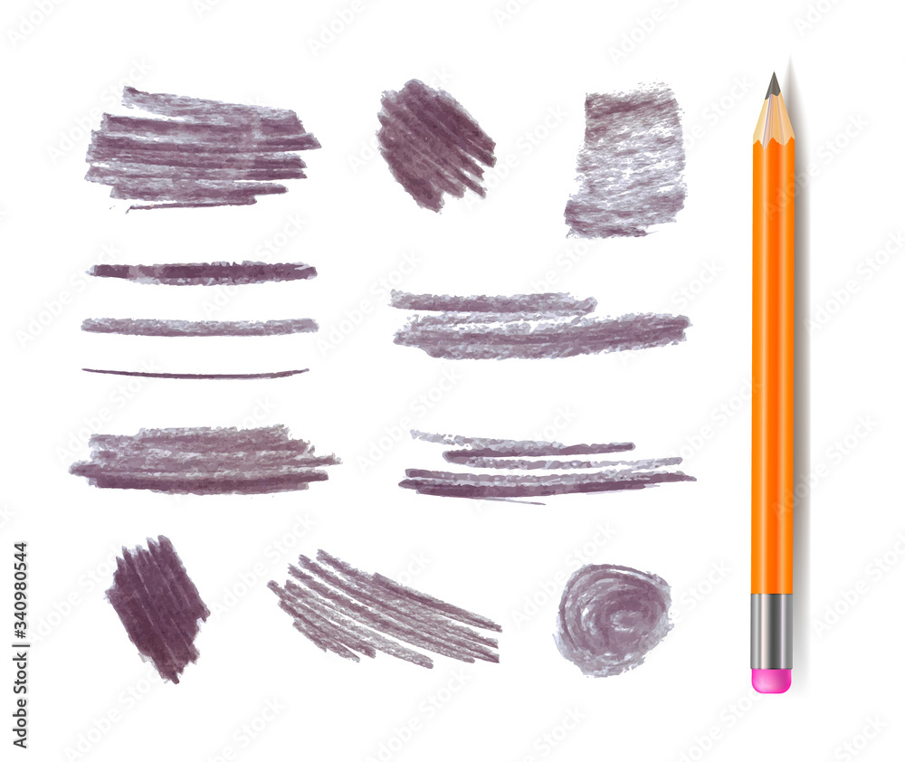 Canvas Prints vector gray graphite pencil stokes set isolated on white background, different shape textrures.