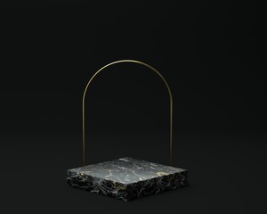 3d render of background with a pedestal and a showcase, abstract minimal concept, blank space, simple clean design, minimalist mockup