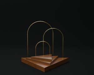 3d render of background with a pedestal and a showcase, abstract minimal concept, blank space, simple clean design, minimalist mockup