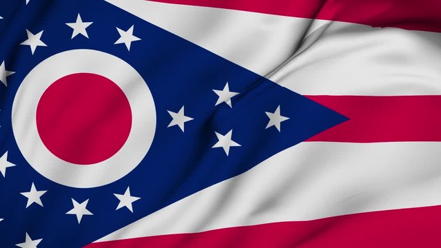 ohio flag is waving 3D animation. State of ohio flag waving in the wind. National flag of ohio. flag seamless loop animation. 4K