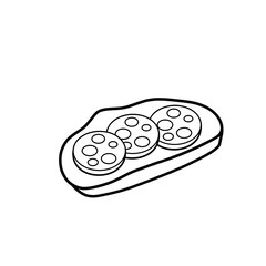 Salami sandwich, icon. raster illustration