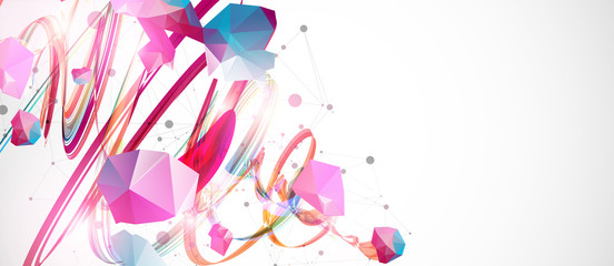 Abstract swirling colored background for design works. Futuristic geometric composition.