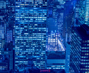 View of New York Manhattan during sunset hours