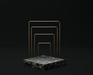 3d render of background with a pedestal and a showcase, abstract minimal concept, blank space, simple clean design, minimalist mockup