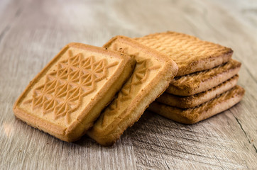 tasty cookies on a wooden background. Close-up.