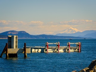 View on Mt. Baker from the shore of Sidney BC