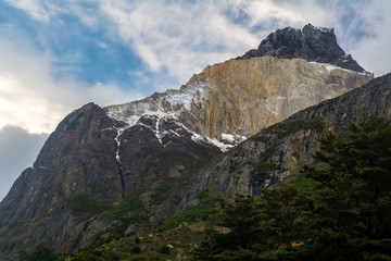 Los cuernos rock formations, close to Cuernos campsite. W trekking curcuit, Torres del Paine - Patagonia.