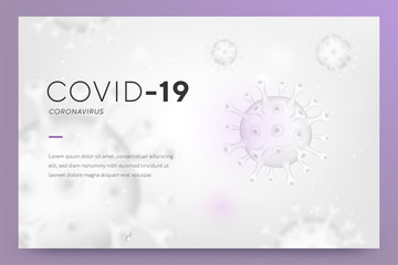 Pandemic Coronavirus, Covid-19 Vector illustration with 3D bacteria on white background. Medical banner microbes Coronavirus. Deadly type of virus Covid-19, healthcare banner. Vector illustration