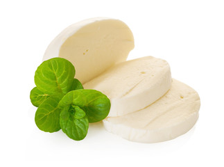 mozzarella cheese on a white isolated background