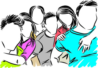 friends teenagers having fun vector illustration