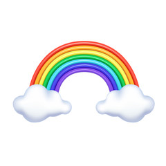 Multicolored Cartoon plastic rainbow on a white background. Vector icon