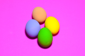 Fototapeta na wymiar Easter eggs, isolated on a pink background