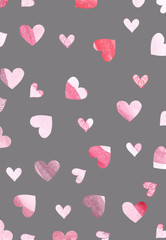 watercolor illustration of a heart pattern on a gray background