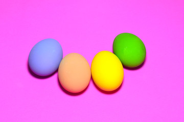 Easter eggs, isolated on a pink background