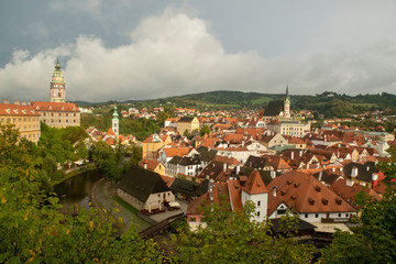 Rainy day in Cesky Krumlov, Czech Republic