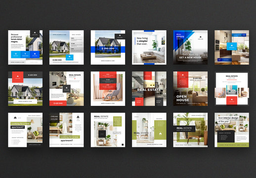 Social Media Post Layout Set with Color Overlays