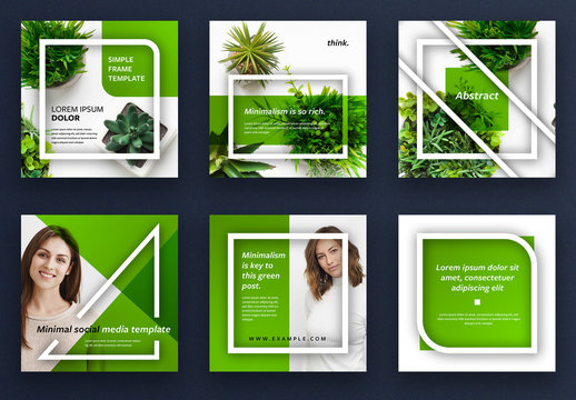 Abstract Social Media Post Layout with Green Overlays