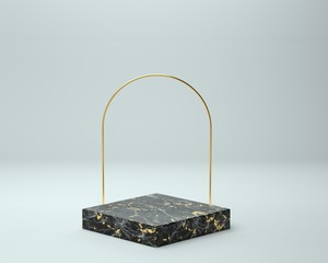 3d render of background with a pedestal and a showcase, abstract minimal concept, blank space, simple clean design, minimalist mockup