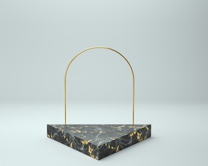 3d render of background with a pedestal and a showcase, abstract minimal concept, blank space, simple clean design, minimalist mockup