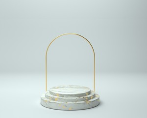 3d render of background with a pedestal and a showcase, abstract minimal concept, blank space, simple clean design, minimalist mockup