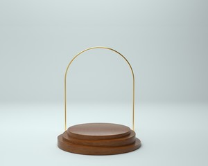 3d render of background with a pedestal and a showcase, abstract minimal concept, blank space, simple clean design, minimalist mockup