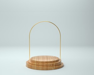 3d render of background with a pedestal and a showcase, abstract minimal concept, blank space, simple clean design, minimalist mockup