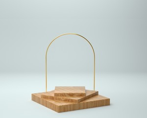 3d render of background with a pedestal and a showcase, abstract minimal concept, blank space, simple clean design, minimalist mockup