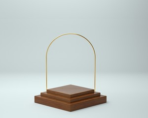 3d render of background with a pedestal and a showcase, abstract minimal concept, blank space, simple clean design, minimalist mockup