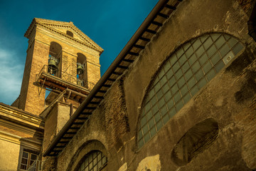 Two Large Bells Atop Of Church Tower.