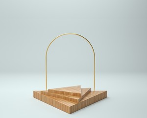 3d render of background with a pedestal and a showcase, abstract minimal concept, blank space, simple clean design, minimalist mockup