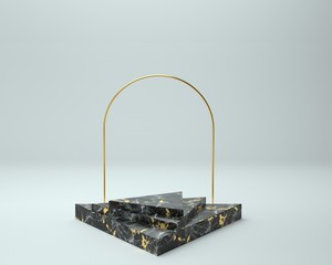 3d render of background with a pedestal and a showcase, abstract minimal concept, blank space, simple clean design, minimalist mockup
