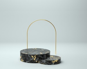 3d render of background with a pedestal and a showcase, abstract minimal concept, blank space, simple clean design, minimalist mockup