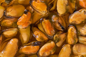 peeled mussel texture closeup
