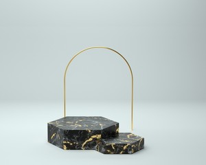 3d render of background with a pedestal and a showcase, abstract minimal concept, blank space, simple clean design, minimalist mockup