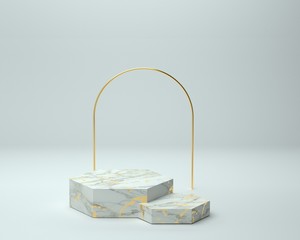 3d render of background with a pedestal and a showcase, abstract minimal concept, blank space, simple clean design, minimalist mockup
