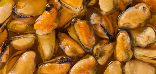 peeled mussel texture closeup