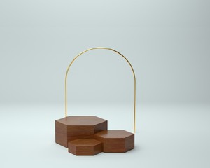 3d render of background with a pedestal and a showcase, abstract minimal concept, blank space, simple clean design, minimalist mockup