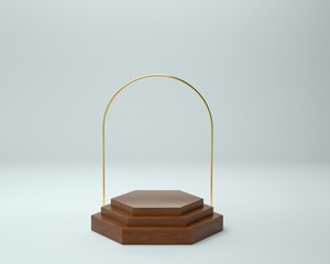 3d render of background with a pedestal and a showcase, abstract minimal concept, blank space, simple clean design, minimalist mockup