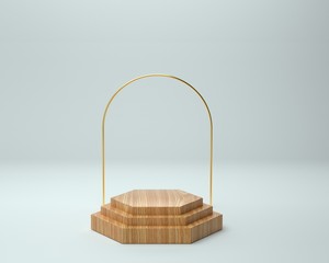 3d render of background with a pedestal and a showcase, abstract minimal concept, blank space, simple clean design, minimalist mockup