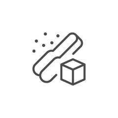 Sugar cube and tongs line outline icon