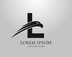Obraz premium Initial L Letter Eagle Logo Icon with Creative Eagle Head Vector Illustration Design.