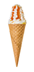 ice cream in a waffle cone