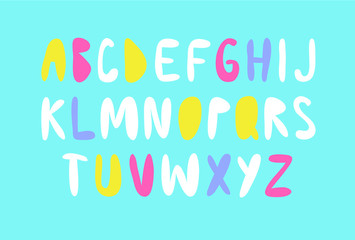 Fototapeta na wymiar Vector lettering alphabet. Hand made hipster funny font. Trendy Letters Cartoon text in 90s style