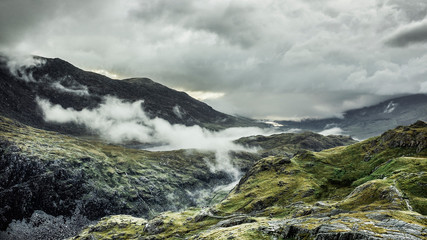 Snowdonia, Wales UK- Cloud inversion in beautiful Snowdonia mountain scene