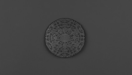 black medieval shield isolated on black background