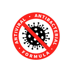 Antiviral antibacterial coronavirus formula vector icon. Coronavirus 2019-nCov, Covid-19 NCP virus stop sign, health protection, hand sanitizer label