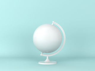 White globus on light blue background